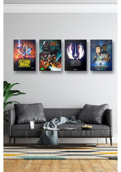 4lü Set Star Wars Posterleri & Setli Star Wars Afişleri Posterleri Swknkm1