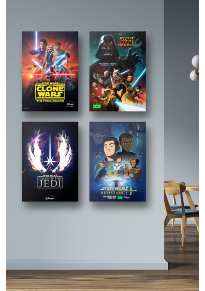 4lü Set Star Wars Posterleri & Setli Star Wars Afişleri Posterleri Swknkm1