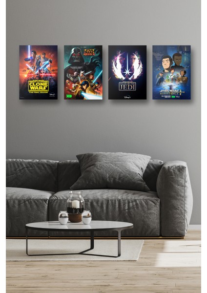 4lü Set Star Wars Posterleri & Setli Star Wars Afişleri Posterleri Swknkm1