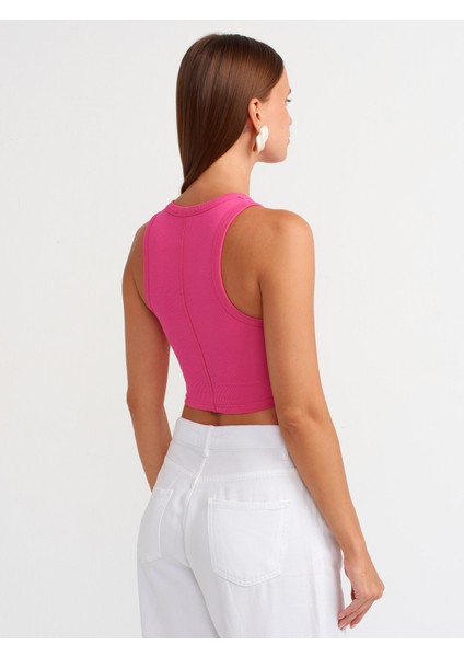20820 Dikiş Efektli Crop Top-Fuşya fiyatları