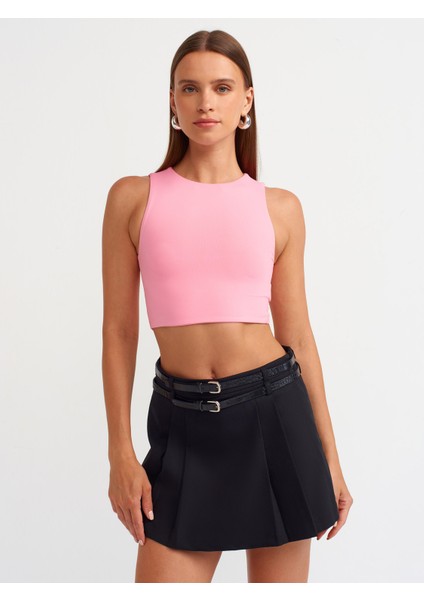 20902 Poliamid Crop Top-Pembe