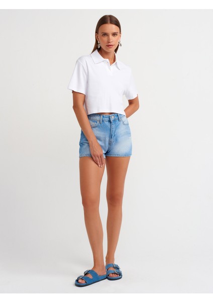 30961 Polo Yaka Top-Beyaz modelleri