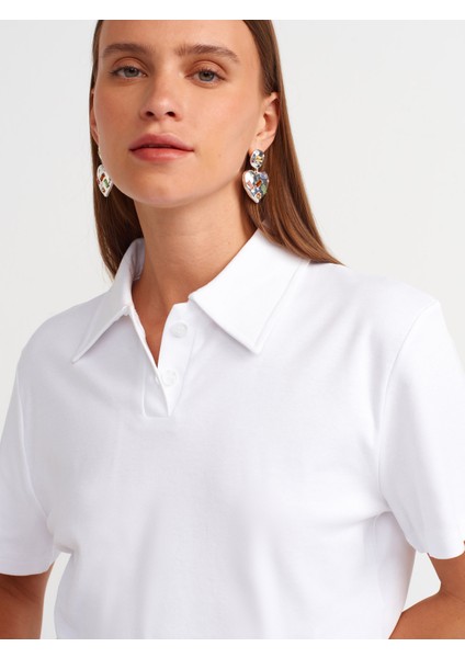 30961 Polo Yaka Top-Beyaz fırsatları