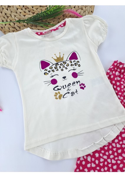 Kız Çocuk Tayt Tişort Ikili Takım Kedicik ve Tavşan Baskılı Tarz Tişort Leopar Pembe Mavi Renkler fiyatları