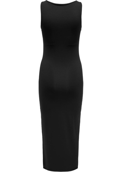 O Yaka Düz Siyah Standart Kadın Elbise Onlea S/l Long Slıt Dress Jrs Now fiyatları