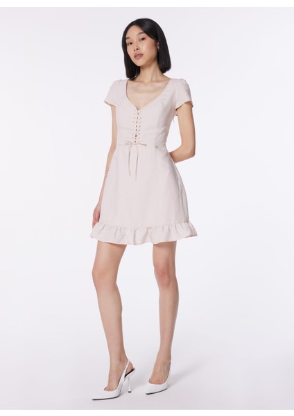 Polo Yaka Pembe Standart Kadın Elbise W4GK98WG7B0-G6K8 fiyatları