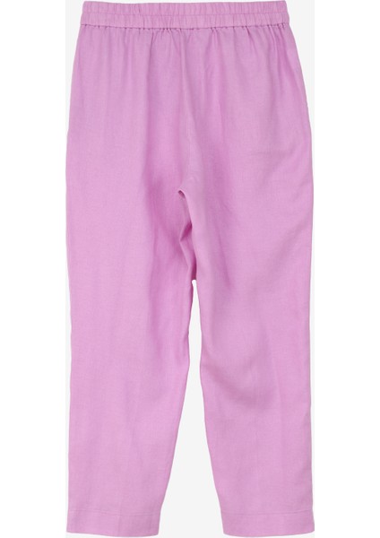 Lila Kadın Yüksek Belli Relaxed Keten Pantolon 4AGHLF00S fiyatları