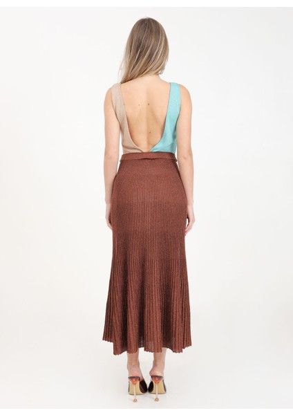 V Yaka Çok Renkli Uzun Kadın Elbise VSKD05017 fırsatları