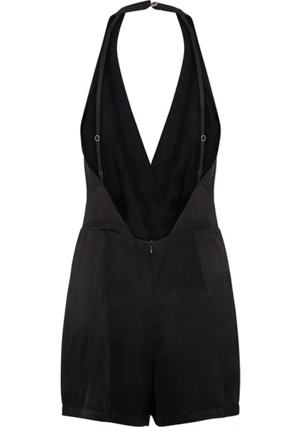 V Yaka Düz Siyah Kısa Kadın Elbise VSKD05130 modelleri