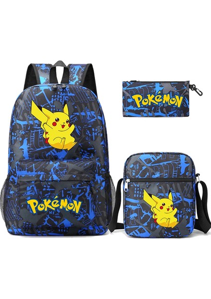 3 Adet/takım Anime Pokemon Pikachu Sırt Çantası Erkek ve Kız Hafif Çanta Hildren Okul Çantası Öğrenci Kawaii Sırt Çantası (Yurt Dışından)