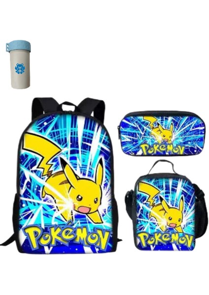 Pokemon Çocuklar Okul Sırt Çantası Saklama Çantası Kawaii Pikachu Çizgi Film Karakteri Öğrenci (Yurt Dışından)