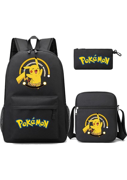 3 Adet/takım Anime Pokemon Pikachu Sırt Çantası Erkek ve Kız Hafif Çanta Hildren Okul Çantası Öğrenci Kawaii Sırt Çantası (Yurt Dışından)
