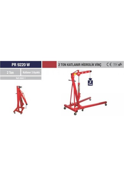 Pr 9220 W 2 Ton Katlanır Hidrolik Vinç