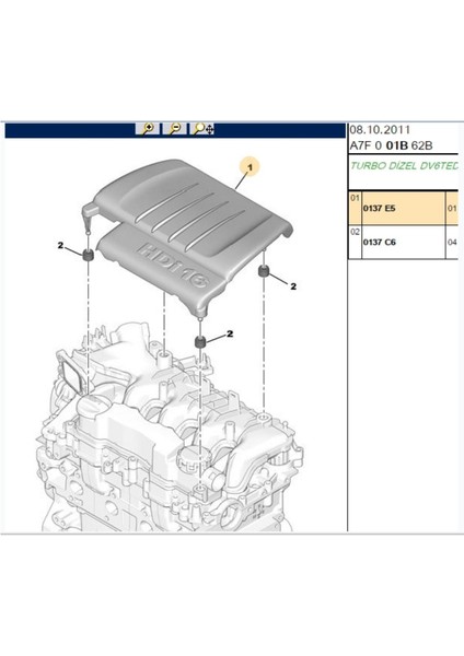 Motor Üst Plastik 207 307 308 Partner Tepee Dw6 (0137E5)