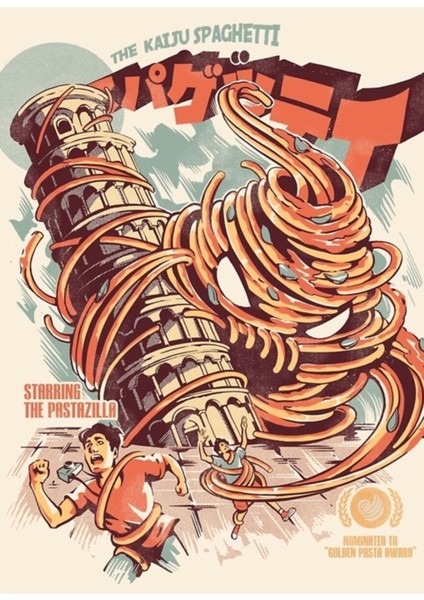 The Kaiju Spaghetti Tablo Ahşap Poster Dekoratif