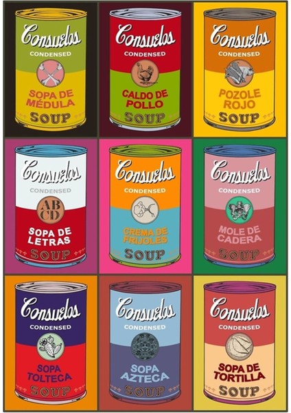 Meksikalı Andy Warhol Çorbaları - Consuelos Pop Art Tablo Ahşap Poster Dekoratif