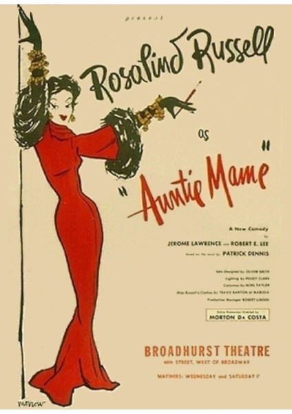 Auntie Mame, Rosalind Russell Playbill Tablo Ahşap Poster Dekoratif
