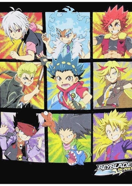 Beyblade Burst Boys Spinner Üstleri Grafik Karakter Izgarası Tablo Ahşap Poster Dekoratif