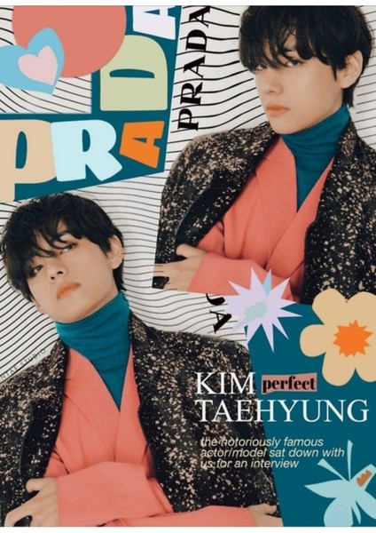 Taehyung - Estetik Turuncu Dergi Kapağı Tablo Ahşap Poster Dekoratif KOD484