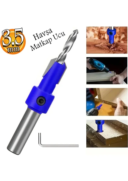 Havşa Ahşap Açma Matkap Ucu 3.5 mm Havşalı