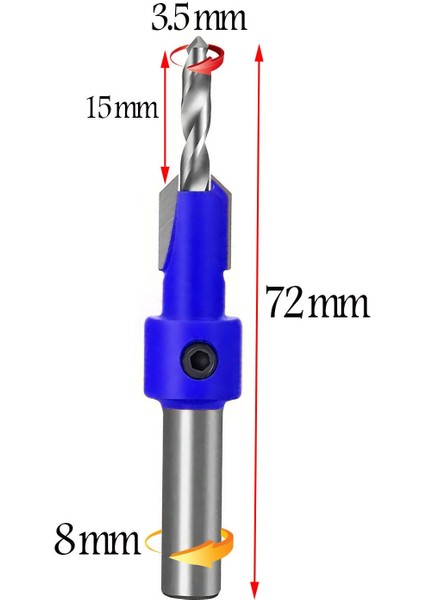 Havşa Ahşap Açma Matkap Ucu 3.5 mm Havşalı