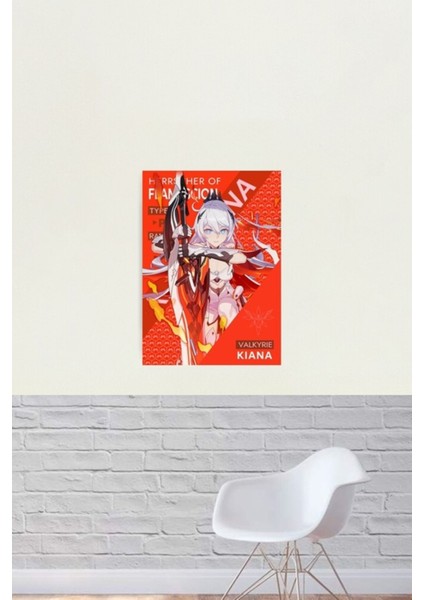 Flamescion Honkai Etkisinden Kiana Kaslana Herrscher Tablo Ahşap Poster Dekoratif