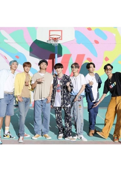 Bts Dinamit - Grup Fotoğrafı -Ot7 - Kpop Poster Tablo Ahşap Poster Dekoratif KOD153