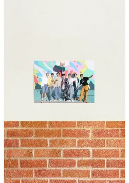 Bts Dinamit - Grup Fotoğrafı -Ot7 - Kpop Poster Tablo Ahşap Poster Dekoratif KOD153