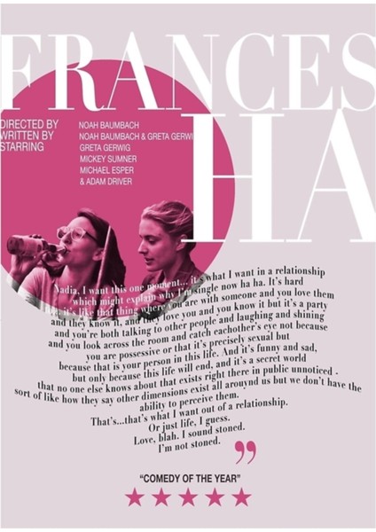 Frances Ha Monologue Film Poster Tablo Ahşap Poster Dekoratif