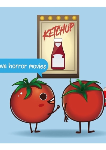 Tomato Watching Horror Movie Ketchup Tablo Ahşap Poster Dekoratif