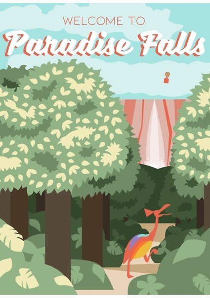 Paradise Falls Tablo Ahşap Poster Dekoratifna Hoş Geldiniz