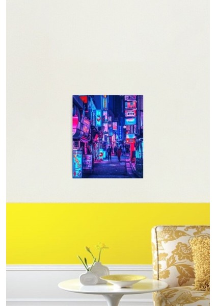 Neon Tokyo Tablo Ahşap Poster Dekoratif