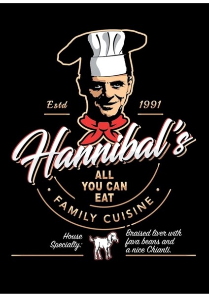 Hannibal'ın Yiyebileceğiniz Her Şeyi Aile Mutfağı Tablo Ahşap Poster Dekoratif