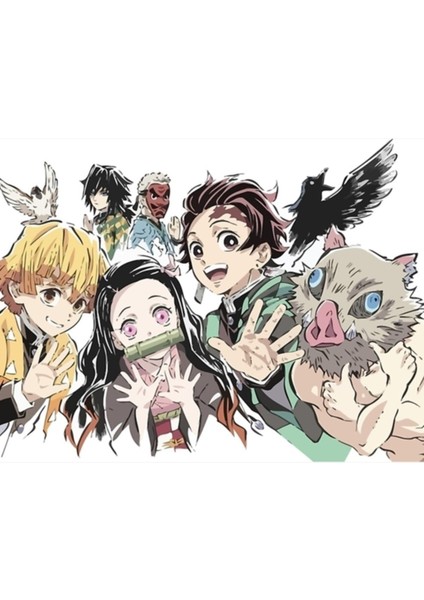 Demon Slayer Takımı Tablo Ahşap Poster Dekoratif