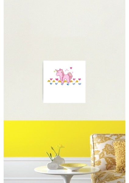 Pembe Unicorn Sevimli Efsanevi Hayvan Tablo Ahşap Poster Dekoratif