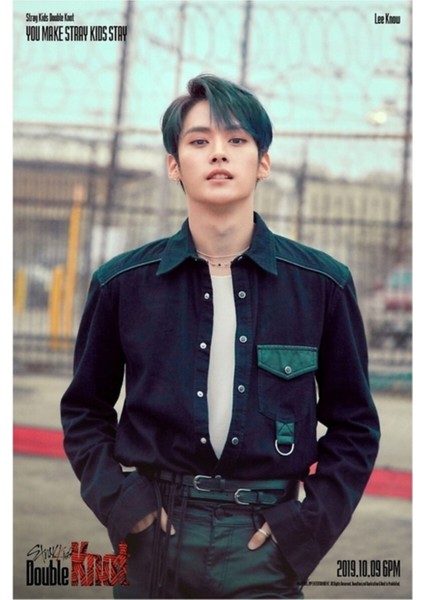 Lee Know Double Knot Logosu Stray Kids 3racha Tablo Ahşap Poster Dekoratif KOD216