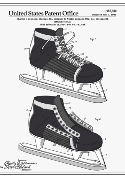 Hokey Paten Patenti Tablo Ahşap Poster Dekoratif