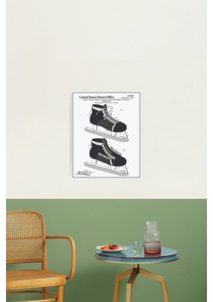 Hokey Paten Patenti Tablo Ahşap Poster Dekoratif