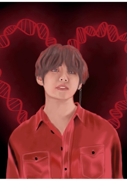 Bts V Dna Kalp Tablo Ahşap Poster Dekoratif KOD3967