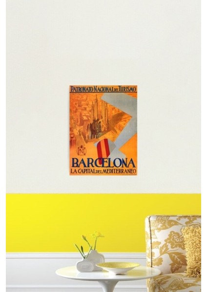 1930'LARDA Barselona Akdeniz Başkenti Seyahat Poster Tablo Ahşap Poster Dekoratif fiyatları