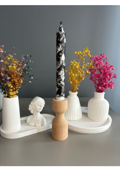 Siyah Mermer Desenli Mum