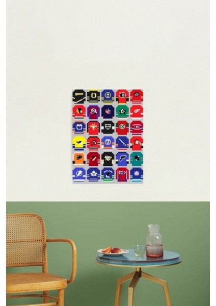 8-Bit Hokey Formaları Tablo Ahşap Poster Dekoratif