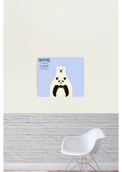 Kutup Ayısı Cafe Crew Tablo Ahşap Poster Dekoratif