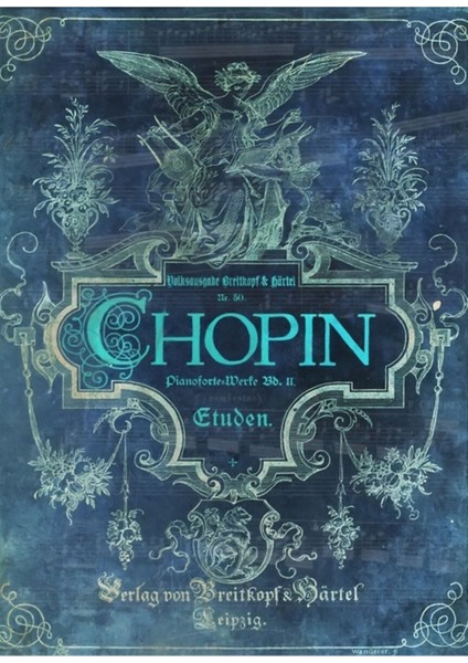 Frederick Chopin Mavi Tablo Ahşap Poster Dekoratif