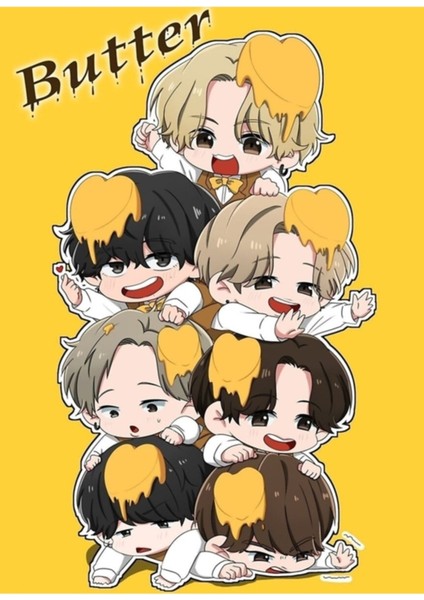 Bts Butter Ot7 Sevimli Dijital Sanat Tablo Ahşap Poster Dekoratif KOD506