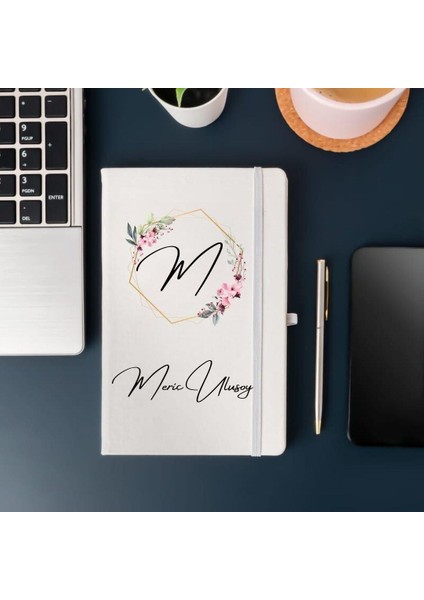 Kişiye Özel Çiçek Çerçeve Tasarımlı Defter