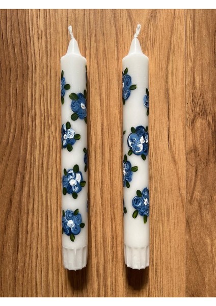 Mavi Çiçekli Mumlar