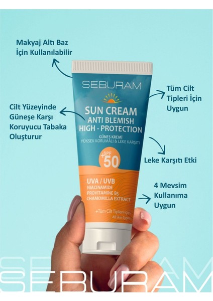 Yüksek Korumalı Leke Karşıtı Güneş Kremi Spf 50+ 50ML