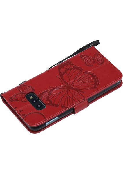 Kart Yuvası Standı ile Samsung Galaxy S10E Pu Deri Kılıf Darbeye (Yurt Dışından)
