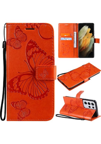 Samsung Galaxy S21 Ultra Manyetik Kapak Flip Kickstand Pu Deri (Yurt Dışından)